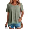 imageEVALESS Womens Waffle Knit Tops Summer Lightweight Oversized Short Sleeve Crewneck Tunic Shirts TopsB Avocado Green