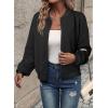 imageEVALESS Womens Casual Coat Bomber Jackets for Women Trendy 2025 Stand Collar Zip Up Lightweight Outwear Fall Short Jacket Outfits with Pockets Small Black