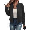 imageEVALESS Womens Casual Coat Bomber Jackets for Women Trendy 2025 Stand Collar Zip Up Lightweight Outwear Fall Short Jacket Outfits with Pockets Small Black