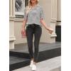 imageEVALESS Womens Oversized Shirts Summer Tops V Neck Short Sleeve Striped Tee ShirtBlack Striped