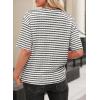 imageEVALESS Womens Oversized Shirts Summer Tops V Neck Short Sleeve Striped Tee ShirtBlack Striped