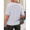 imageEVALESS Womens Oversized Shirts Summer Tops V Neck Short Sleeve Striped Tee ShirtBlue Striped