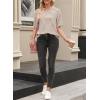 imageEVALESS Womens Oversized Shirts Summer Tops V Neck Short Sleeve Striped Tee ShirtBrown Striped