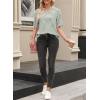 imageEVALESS Womens Oversized Shirts Summer Tops V Neck Short Sleeve Striped Tee ShirtGreen Striped