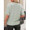 imageEVALESS Womens Oversized Shirts Summer Tops V Neck Short Sleeve Striped Tee ShirtGreen Striped