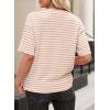 imageEVALESS Womens Oversized Shirts Summer Tops V Neck Short Sleeve Striped Tee ShirtKhaki Striped