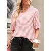 imageEVALESS Womens Oversized Shirts Summer Tops V Neck Short Sleeve Striped Tee ShirtPink Striped