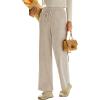 imageEVALESS Women Corduroy Pants Wide Leg Casual High Waisted Straight Leg Baggy TrousersBeige