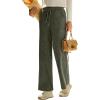 imageEVALESS Women Corduroy Pants Wide Leg Casual High Waisted Straight Leg Baggy TrousersJungle Green