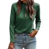 imageEVALESS Womens Casual Spring Summer Tops 2025 Trendy Crewneck Long Sleeve Shirts Basic T Shirts Loose Fit Pleated Tee BlousesBlackish Green