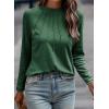 imageEVALESS Womens Casual Spring Summer Tops 2025 Trendy Crewneck Long Sleeve Shirts Basic T Shirts Loose Fit Pleated Tee BlousesBlackish Green
