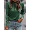 imageEVALESS Womens Casual Spring Summer Tops 2025 Trendy Crewneck Long Sleeve Shirts Basic T Shirts Loose Fit Pleated Tee BlousesBlackish Green