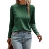 imageEVALESS Womens Casual Spring Summer Tops 2025 Trendy Crewneck Long Sleeve Shirts Basic T Shirts Loose Fit Pleated Tee BlousesBlackish Green