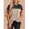 imageEVALESS Womens Summer Short Sleeve Crewneck Shirts Tops Color Block Lightweight Tee Shirt TopB Black