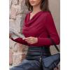 imageEVALESS Womens Tops Trendy 2025 Fall Cowl Neck Shirts Long Sleeve Teacher Clothes Office Business Dressy Casual OutfitsBurgundy