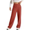 imageEVALESS Oversize Womens High Waist Button Stretchy Work Pants Straight Leg Office Ladies Dress Pant Business Casual Trouser Comfy Loose Travel Slacks Fashion 2025 Womens Pants with Pocket Orange Large