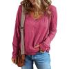 imageEVALESS Womens Tops Fashion V Neck Long Sleeve Shirts Casual Fall Outfits Basic T Shirts Blouses Top Womens ClothingRose
