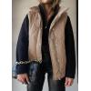 imageEVALESS Cropped Puffer Vest Women Lightweight Quilted Stand Collar Sleeveless Jackets Fall Winter 2025 Button Zip Up CoatApricot Pink