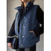 imageEVALESS Cropped Puffer Vest Women Lightweight Quilted Stand Collar Sleeveless Jackets Fall Winter 2025 Button Zip Up CoatBlue