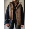 imageEVALESS Cropped Puffer Vest Women Lightweight Quilted Stand Collar Sleeveless Jackets Fall Winter 2025 Button Zip Up CoatBrown