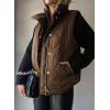 imageEVALESS Cropped Puffer Vest Women Lightweight Quilted Stand Collar Sleeveless Jackets Fall Winter 2025 Button Zip Up CoatBrown