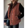 imageEVALESS Cropped Puffer Vest Women Lightweight Quilted Stand Collar Sleeveless Jackets Fall Winter 2025 Button Zip Up CoatCinnamon