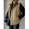 imageEVALESS Cropped Puffer Vest Women Lightweight Quilted Stand Collar Sleeveless Jackets Fall Winter 2025 Button Zip Up CoatKhaki