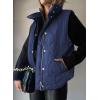 imageEVALESS Cropped Puffer Vest Women Lightweight Quilted Stand Collar Sleeveless Jackets Fall Winter 2025 Button Zip Up CoatNavy Blue
