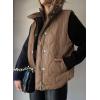 imageEVALESS Cropped Puffer Vest Women Lightweight Quilted Stand Collar Sleeveless Jackets Fall Winter 2025 Button Zip Up CoatPale Khaki