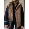 imageEVALESS Cropped Puffer Vest Women Lightweight Quilted Stand Collar Sleeveless Jackets Fall Winter 2025 Button Zip Up CoatPale Khaki