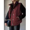 imageEVALESS Cropped Puffer Vest Women Lightweight Quilted Stand Collar Sleeveless Jackets Fall Winter 2025 Button Zip Up CoatRed