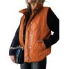 imageEVALESS Cropped Puffer Vest Women Lightweight Quilted Stand Collar Sleeveless Jackets Fall Winter 2025 Button Zip Up CoatRusset Orange