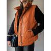 imageEVALESS Cropped Puffer Vest Women Lightweight Quilted Stand Collar Sleeveless Jackets Fall Winter 2025 Button Zip Up CoatRusset Orange