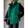 imageEVALESS Cropped Puffer Vest Women Lightweight Quilted Stand Collar Sleeveless Jackets Fall Winter 2025 Button Zip Up CoatSea Green