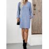 imageEVALESS Fall Dresses for Women 2025 Fashion V Neck Long Sleeve Summer Mini Dress Solid Casual Beach Vacation Clothes DressesBeau Blue
