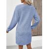 imageEVALESS Fall Dresses for Women 2025 Fashion V Neck Long Sleeve Summer Mini Dress Solid Casual Beach Vacation Clothes DressesBeau Blue