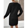 imageEVALESS Fall Dresses for Women 2025 Fashion V Neck Long Sleeve Summer Mini Dress Solid Casual Beach Vacation Clothes DressesBlack