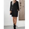 imageEVALESS Fall Dresses for Women 2025 Fashion V Neck Long Sleeve Summer Mini Dress Solid Casual Beach Vacation Clothes DressesBlack