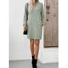 imageEVALESS Fall Dresses for Women 2025 Fashion V Neck Long Sleeve Summer Mini Dress Solid Casual Beach Vacation Clothes DressesClearly Aqua
