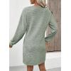 imageEVALESS Fall Dresses for Women 2025 Fashion V Neck Long Sleeve Summer Mini Dress Solid Casual Beach Vacation Clothes DressesClearly Aqua