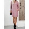 imageEVALESS Fall Dresses for Women 2025 Fashion V Neck Long Sleeve Summer Mini Dress Solid Casual Beach Vacation Clothes DressesFushia