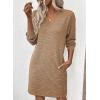 imageEVALESS Fall Dresses for Women 2025 Fashion V Neck Long Sleeve Summer Mini Dress Solid Casual Beach Vacation Clothes DressesLight French Beige