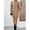 imageEVALESS Fall Dresses for Women 2025 Fashion V Neck Long Sleeve Summer Mini Dress Solid Casual Beach Vacation Clothes DressesLight French Beige