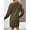 imageEVALESS Fall Dresses for Women 2025 Fashion V Neck Long Sleeve Summer Mini Dress Solid Casual Beach Vacation Clothes DressesMoss Green