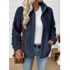 imageEVALESS Fleece Jacket Womens Sherpa Jacket Long Sleeve Zip Up Coat Winter Clothing Fashion 2025Navy Blue