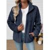 imageEVALESS Fleece Jacket Womens Sherpa Jacket Long Sleeve Zip Up Coat Winter Clothing Fashion 2025Navy Blue