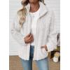 imageEVALESS Fleece Jacket Womens Sherpa Jacket Long Sleeve Zip Up Coat Winter Clothing Fashion 2025White
