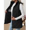 imageEVALESS Long Puffer Vest Women Sleeveless Hooded Puffer Jacket Lightweight Quilted Jackets Winter Warm Zip Up Coat OuterwearBlack