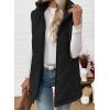 imageEVALESS Long Puffer Vest Women Sleeveless Hooded Puffer Jacket Lightweight Quilted Jackets Winter Warm Zip Up Coat OuterwearBlack