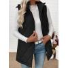 imageEVALESS Long Puffer Vest Women Sleeveless Hooded Puffer Jacket Lightweight Quilted Jackets Winter Warm Zip Up Coat OuterwearBlack
